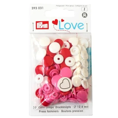 Afbeelding van Prym Love Polyoxymethyleen Roze/Rood/Wit (12.4mm) Hart Drukknopen 30 Stukken