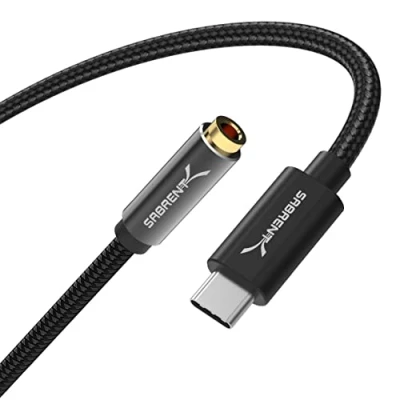 Afbeelding van SABRENT usb C naar hoofdtelefoon TYPE jack 3,5 mm externe geluidskaart audio adapter converter voor samsung galaxy, PS4, PS5, Windows en Mac, 50cm kabel (CB UC35).
