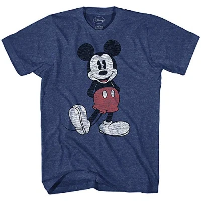 Afbeelding van Disney Heren Full Size Mickey Mouse Distressed Look T shirt, marineblauw gemêleerd, XL