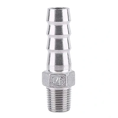 Afbeelding van SS304 Slangaansluiting, slangaansluitstuk, slangadapter, roestvrij staal, BSP stekker (1/8 x 10 mm)
