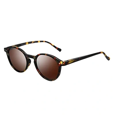 Afbeelding van ZENOTTIC Gepolariseerde Zonnebril Vintage Klassieke Ronde Retro UV400 Voor Mannen Vrouwen, Matte Tortoise+bruin, General