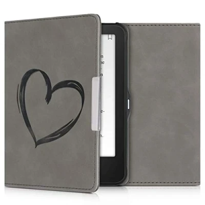 Afbeelding van kwmobile case compatibel Met Tolino Vision 1/2 / 3/4 HD hoes standaard E reader cover in grijs Brushed Hart