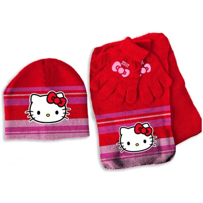 Afbeelding van Hello Kitty Set muts, sjaal en handschoenen, White ONE SIZE 3 6 jr Acryl / Elastaan