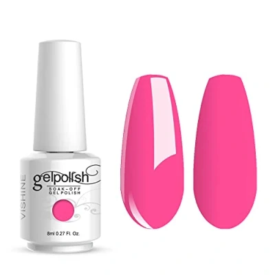 Afbeelding van Vishine Soak Off nagellak 8ml, semi permanent, UV, LED, gel, manicure, onderlak, donkerroze (1558)