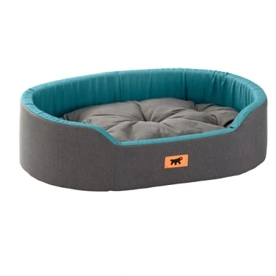 Afbeelding van Ferplast Hondenbed Dandy uitneembaar, wasbaar kussen, katoenen hoes met zachte vulling, ook ideaal als kattenbed, 45 x 35 h 13 cm, blauw