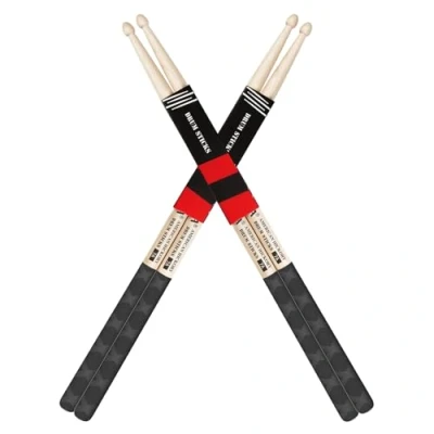 Afbeelding van drumsticks voor drums, natuurlijk massief hout, gewichtsgebalanceerd, antislip grip, live performance en drumstel oefenaccessoires, professionele beginners (American Hickory, 7A, 2