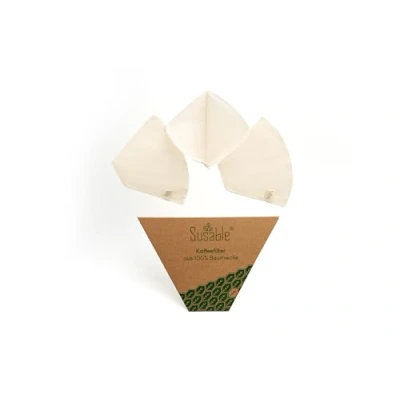 Afbeelding van Susable Koffiefilter, herbruikbaar, 100% biologisch katoen, maat 3, filterzakken voor koffiezetapparaat en handfilter, permanent filter, herbruikbaar 3 stuks