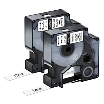 Afbeelding van NineLeaf 2 Pack Compatibel voor Dymo D1 Label Tape 45013 A45013 S0720530 Zwart op Wit 12mm 1/2&quot; x 23 Voeten Maker Vullingen LabelManager 160 210D 220P 260P 280 360D 420P Draadloze PnP
