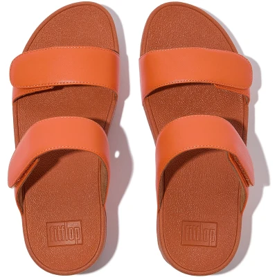 Afbeelding van FitFlop Lulu Adjustable Leather Slides ORANJE Maat 40