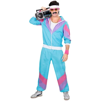 Afbeelding van Widmann Kostuum 80s trainingspak, jas en broek, assi pak, chav retro stijl, slechte smaak feest, 80ties, carnaval