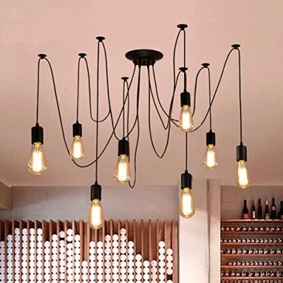Afbeelding van Oursun kroonluchter industriële hanglamp vintage retro spin lamp plafondlamp voor slaapkamer woonkamer eetkamer (8 lights)