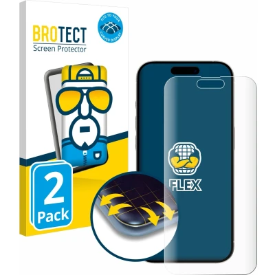 Afbeelding van BROTECT Screenprotector voor Apple iPhone 15 Plus Folie Beschermfolie transparant volledig dekking (2 Stuks)