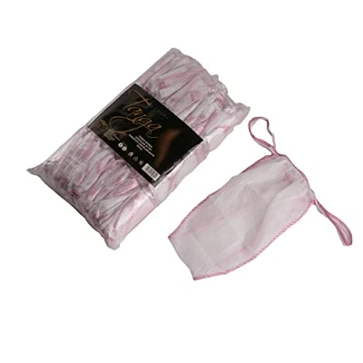 Afbeelding van JaDy 100 stuks esthetische wegwerp tanga voor dames van TNT onderbroeken behandelingen, massages en persoonlijke hygiëne, wit, roze randen, one size