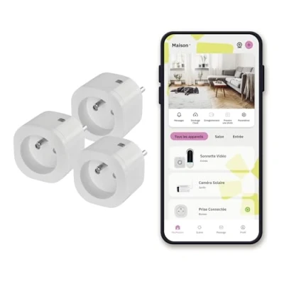 Afbeelding van OMAJIN by Netatmo Set van 3 programmeerbare slimme stopcontacten met verbruiksbewaking, afstandsbediening, energiemeter, geen hub nodig, wifi/Bluetooth, 16 A/3 680 W, OBU 3SP FR 01
