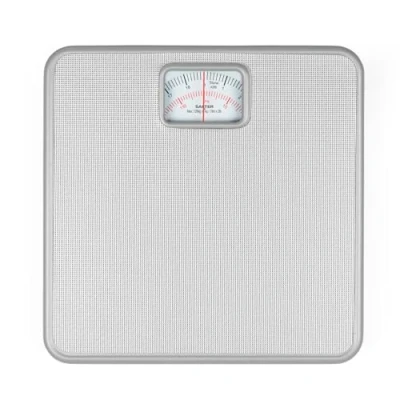 Afbeelding van Salter 433 SVDR mechanische weegschaal, antislipmat, gemakkelijk af te lezen draaiknop, groot platform voor veel voetruimte, maximale capaciteit 120 kg, geen batterijen nodig, zilver
