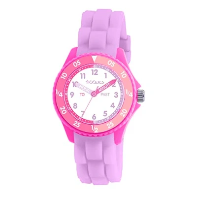Afbeelding van Tikkers Analoge Quartz horloge voor meisjes met siliconen band ATK1087, Lila, Minimalist