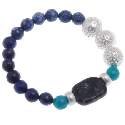 Afbeelding van Behave Rekarmband met natuursteen en blauwe kralen boho stijl