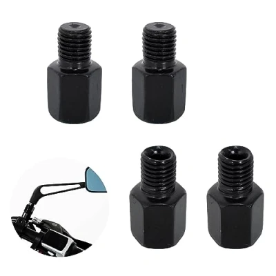 Afbeelding van 4 stuks motorspiegeladapters M10, motorfiets achteruitkijkspiegeladapter, scooterspiegelschroeven met M10 rechtse schroefdraad op rechts /linkse