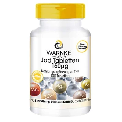 Afbeelding van Jodiumtabletten 150µg jodium per tablet hoge dosering &amp; veganistisch van kaliumjodide 100 tabletten Warnke Vitalstoffe Duitse apothekerskwalitei