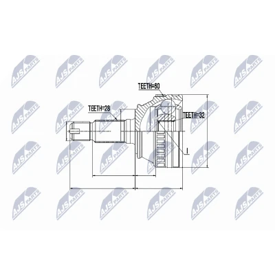Afbeelding van Homokineet reparatie set, aandrijfas NTY NPZ LR 009