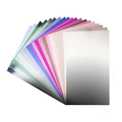 Afbeelding van Ideen mit Herz Spiegelkarton, metaalpapier, knutselpapier, metallic, 20 vellen, DIN A4, 200 g/m², witte achterkant (metallic)