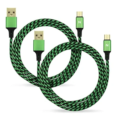 Afbeelding van NiTHO Micro USB Kabel, [2 pack, 4m] B Snellaadkabel voor Xbox One Controller, PS4 en Apparaten met Interface, Kabel Tablet, Laptop, Telefoon Groen