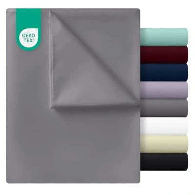 Afbeelding van Utopia Bedding Vlakke Laken, Eenvoudig onderhoud Zachte geborstelde Microvezel Stof, Krimp en Vervaagt Bestand (270 x 290 cm, Grijs)