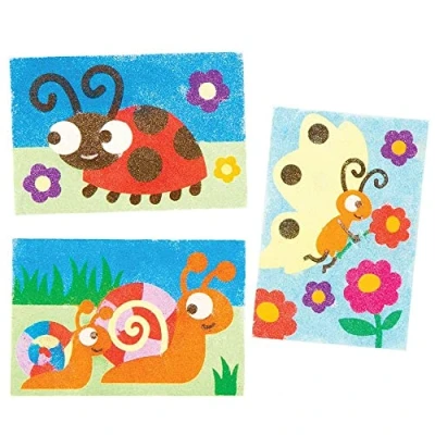 Afbeelding van Baker Ross Kever zandkunst schilderijen knutselset voor kinderen (8 stuks) creatieve sets om te knutselen, decoreren en cadeau geven in de lente