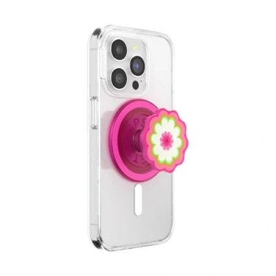 Afbeelding van PopSockets Ronde telefoongreep compatibel met MagSafe, inclusief adapterring, telefoonhouder, draadloos opladen roze