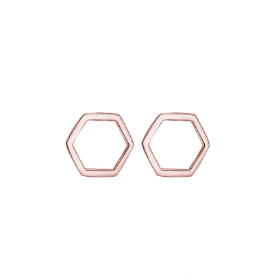 Afbeelding van Elli Hexagon GEO Oorbellen, Dames, Maat: One Size, Roségoldfarben