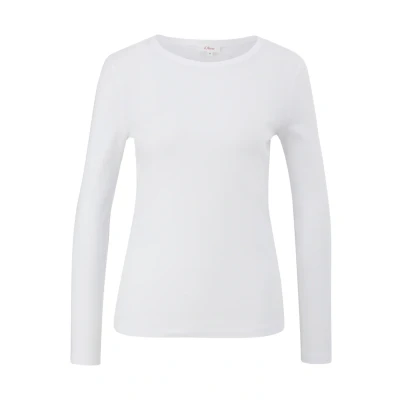 Afbeelding van s.Oliver MIT Rippstruktur Longsleeve, Dames, Maat: 48, Weiß