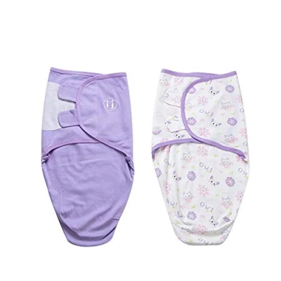 Afbeelding van Babywikkeldeken, set van 2 stuks, universeel, verstelbare slaapzak, deken voor zuigelingen, baby&#039;s, pasgeborenen, uniseks, 3 4 maanden, paars
