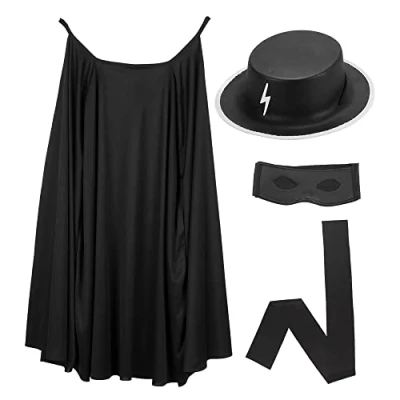 Afbeelding van W WIDMANN MILANO Party Fashion Kostuumset, gemaskerd bandiet, cape, hoed, masker, buikband, themafeest, carnaval