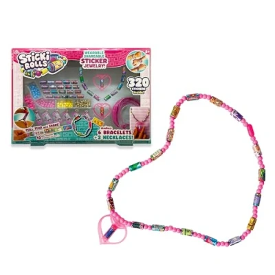 Afbeelding van Sky Castle Sticki Rolls Super Set, armbanden met stickers, Kawaii thema, 50 stickers per armband, 20 extra verwisselbare rollen, inclusief kralen, hangers en een band, beroemd (TCR00000)