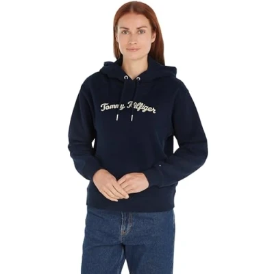 Afbeelding van Tommy HILFIGER Dames IM REG SCRIPT HOODIE Pullover Hoodie, Desert Sky, XXS, woestijn hemel, XXS