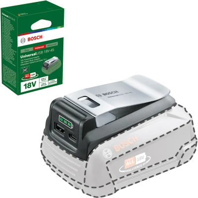 Afbeelding van Bosch USB adapter UniversalUSB 18V 45 (opladen van diverse apparaten; krachtige C/USB A adapter/powerbank; System)