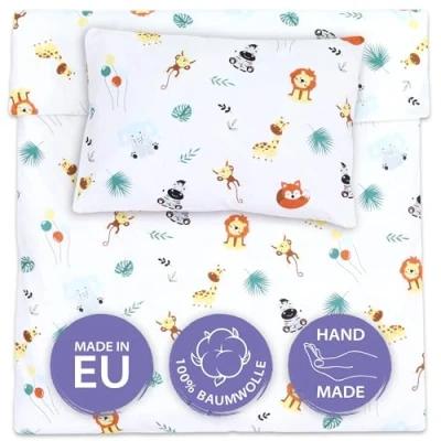 Afbeelding van Kinderdekbedovertrek 90x120cm kinderbeddengoed set met kussensloop 60 x 40 cm van katoen Afrika