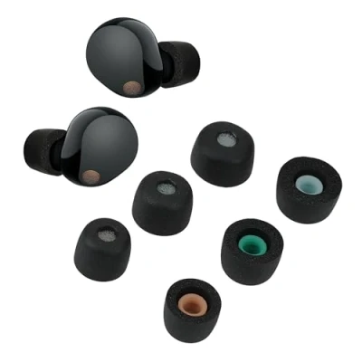 Afbeelding van kwmobile 6x cover voor oordopjes geschikt Sony WF 1000XM5 Van memory foam in zwart Maat S, M en L
