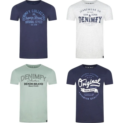 Afbeelding van DENIMFY Heren T Shirt DFNuri 4 Pack regular fit Veelkleurig XXL Ronde Hals Volwassenen