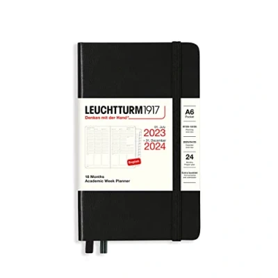 Afbeelding van LEUCHTTURM1917 367559 Academische weekplanner Pocket (A6) 2024, 18 maanden, zwart, Engels