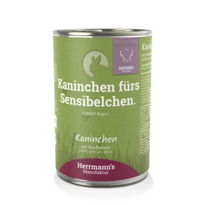 Afbeelding van Herrmann&#039;s Sensitive hond Konijn met rijstvlokken 400 gr. per 12 stuks
