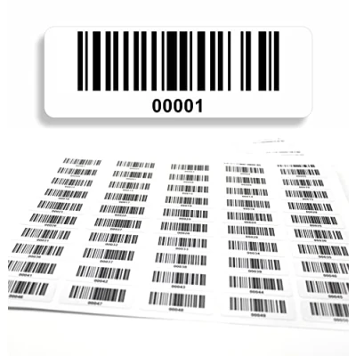 Afbeelding van Barcode label 1.000 stuks zelfklevend, etiketten doorlopend 5 cijferig 00001 01000, elektrisch testen, DGUV keurmerk, lijncode elektrotechniek code128, 50x17 mm (00001 01000)