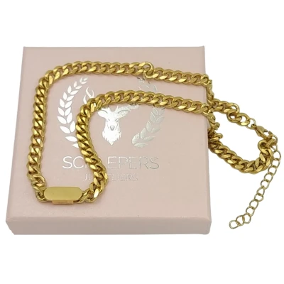 Afbeelding van Collier met gourmetschakel Goud verguld staal L 41 + 5 cm / B 6 mm