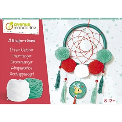 Afbeelding van Avenue Mandarine KC140C creatieve doos, kerstdromenvanger, knutselset, bevat pompons om te maken, kralen aan trekken, 1 macaron rendier, vanaf 8 jaar
