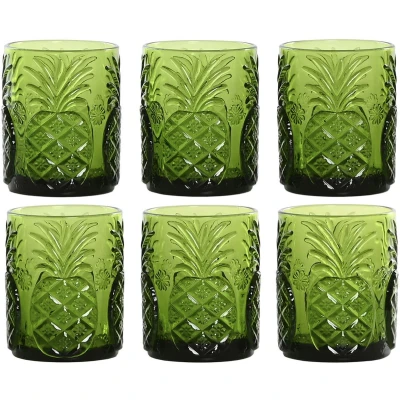Afbeelding van Glazenset Home ESPRIT Groen Kristal Met reliëf 300 ml (6 Stuks)
