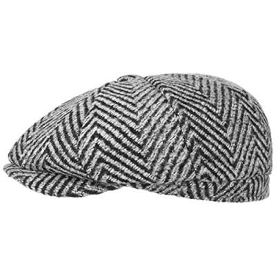 Afbeelding van Lipodo Coarse Herringbone Pet met Klep Heren wollen cap wintercap voering voor Herfst/Winter M (57 58 cm) grijs