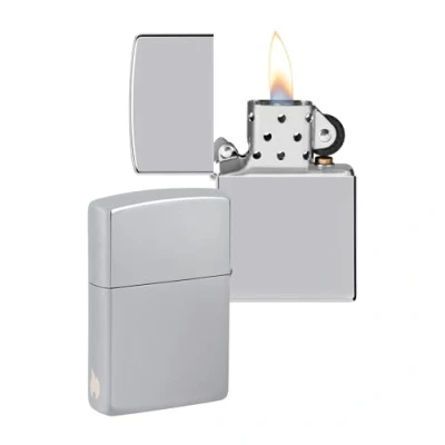 Afbeelding van ZIPPO High Polish Chrome navulbare stormaansteker in hoogwaardige geschenkdoos (zilver, vlammenmotief gegraveerd)