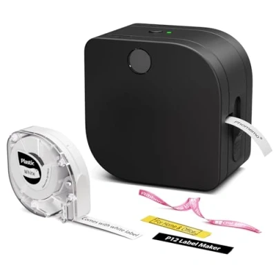 Afbeelding van Phomemo P12 labelprinter, mini bluetooth, etiketteerapparaat, zelfklevend, compatibel met iOS en Android telefoon, thermische transfer labelprinter voor thuis, kantoor