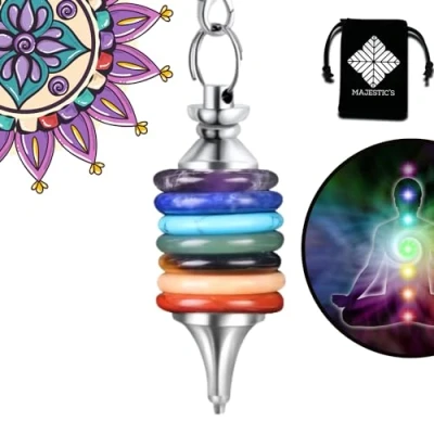 Afbeelding van Radiësthesie Woordklok 7 Chakra&#039;s (nieuwe versie 2024), gemaakt van natuurstenen: kwarts amethist aventurijn jaspis slinger zeven meest complete [GEWELDIG GEBRUIK]