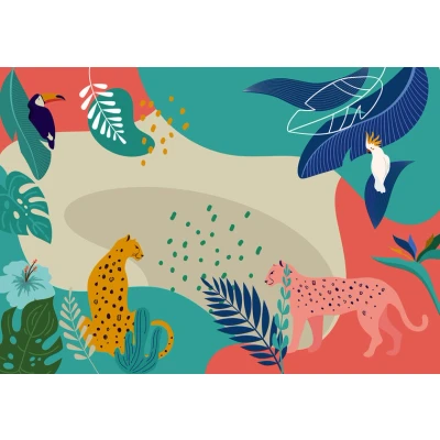 Afbeelding van Komar Vliesbehang Jungle Rendezvous 400x280 cm (breedte x hoogte)